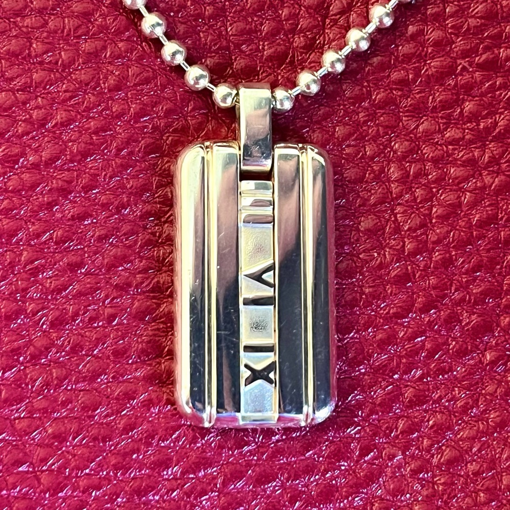 Tiffany & Co. Silver Atlas Dog Tag Pendant Necklace